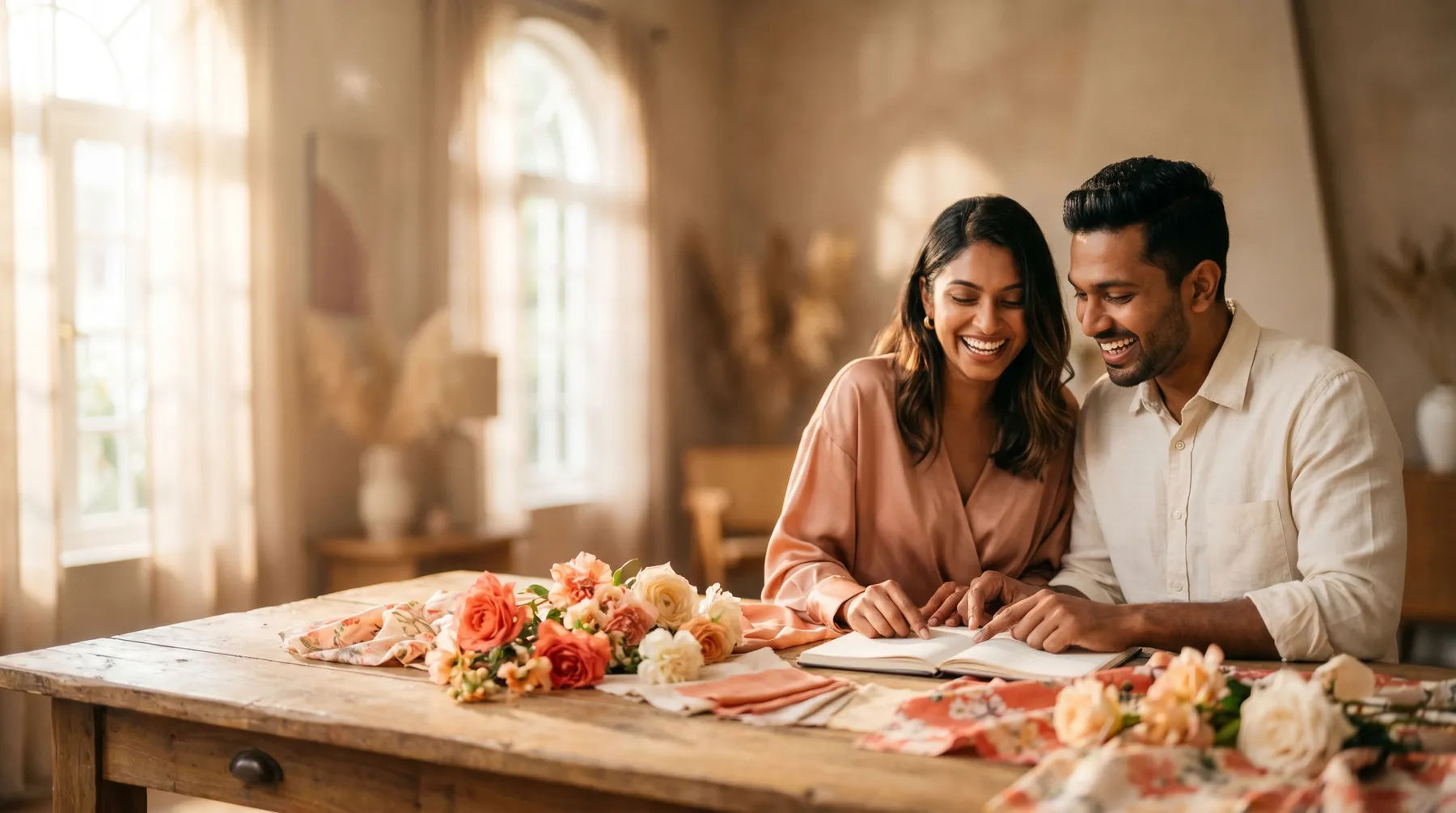 Lifestyle photo · couple flipping through themes